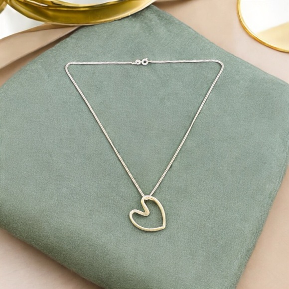 925 Sterling Silver Open Heart Necklace - Picture 2 of 4